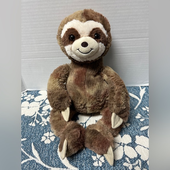 Walmart Sloth Plush 18" Stuffed Brown Mottled Varigated Soft Smile Baby Huggable - Picture 1 of 7